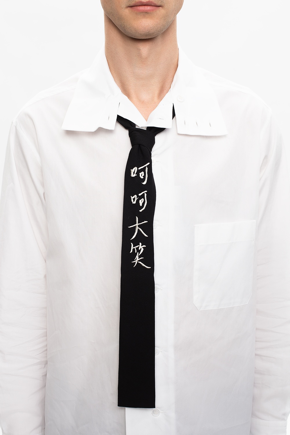 Black Embroidered tie Yohji Yamamoto - Vitkac Italy